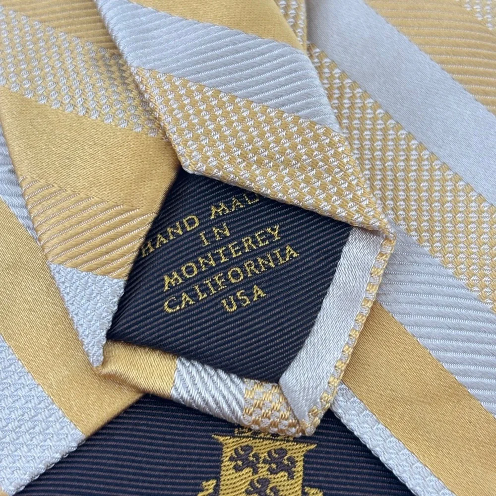 Robert Talbott Tie Mens OS Gold Silver Striped Best of Class Silk Made in USA